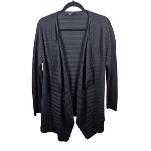 Eileen Fisher Womens Open Front Sweater M Black Wool Cardigan Classic Everyday